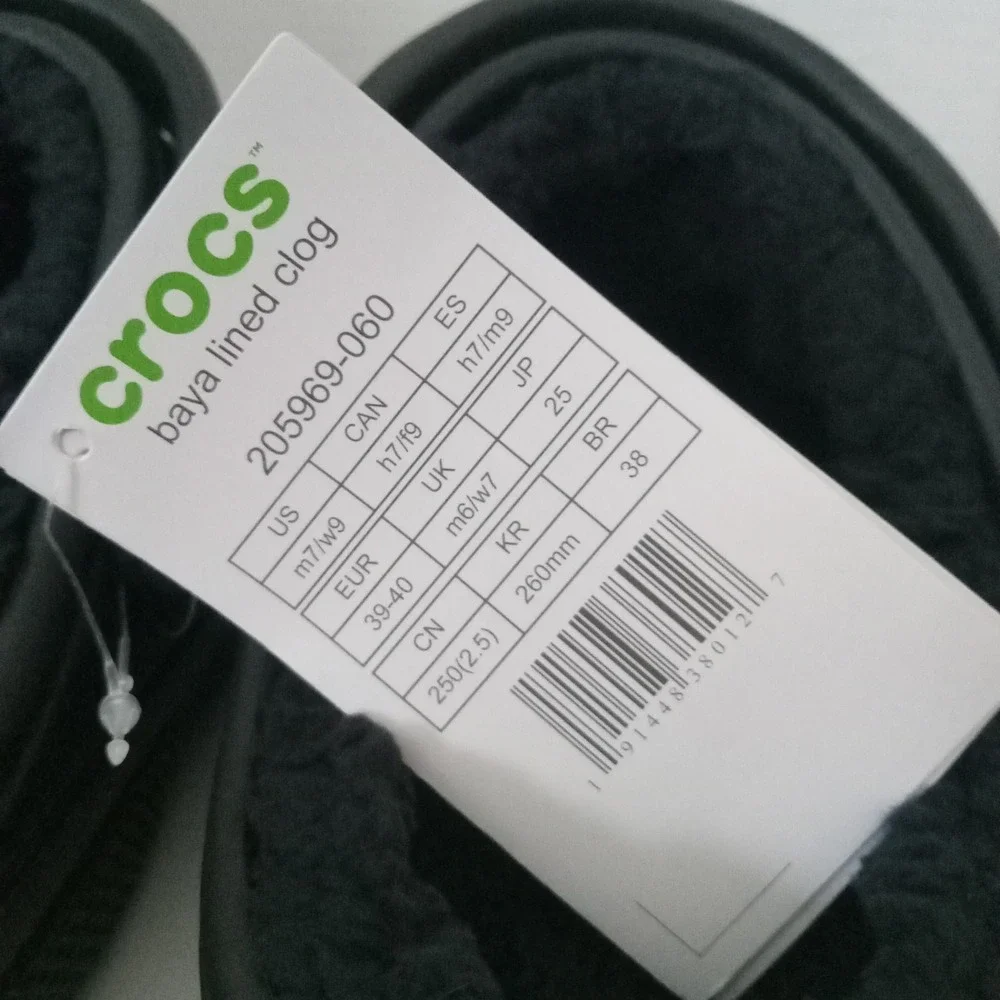 Crocs‎ Baya Lined Clogs Adult BLACK Men's Size 7 Women's Size 9 Comfort NEW